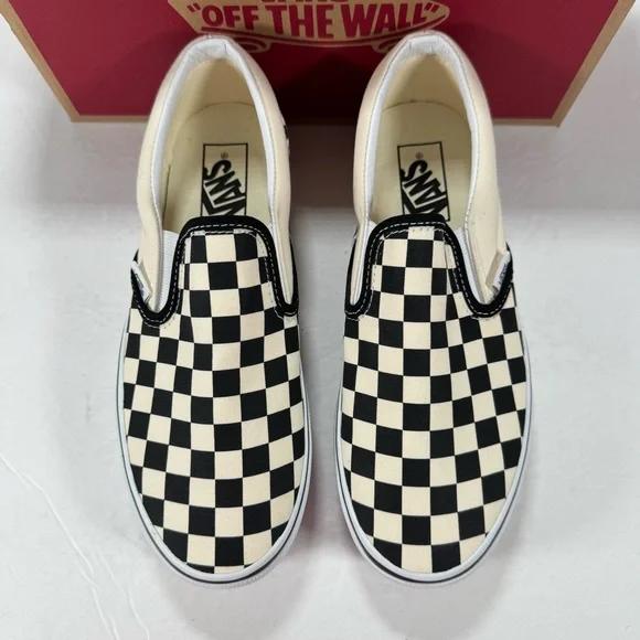Vans Classic Slip-On Stackform Checkerboard Black Classic White Sneakers Women 8 - Picture 2 of 12
